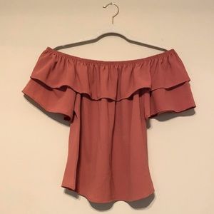Flowy off the shoulder pink blouse